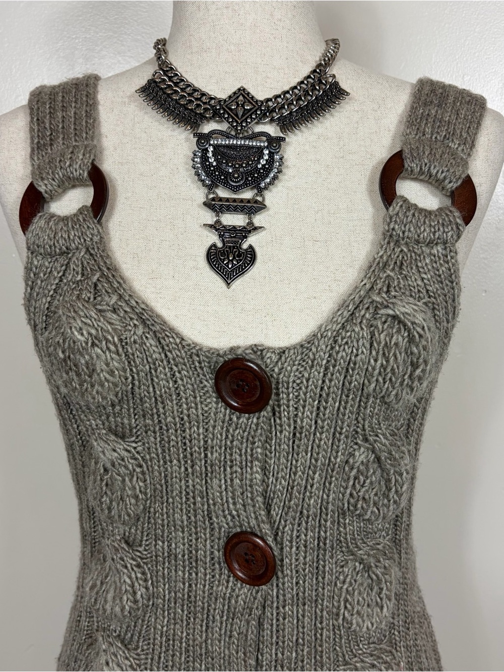 John Fashion Knit Sweater Vest Small Fairy Forest Grunge Whimsigoth Shabby - Picture 2 of 7